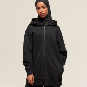 Covered Longline Zip Up Hoodie